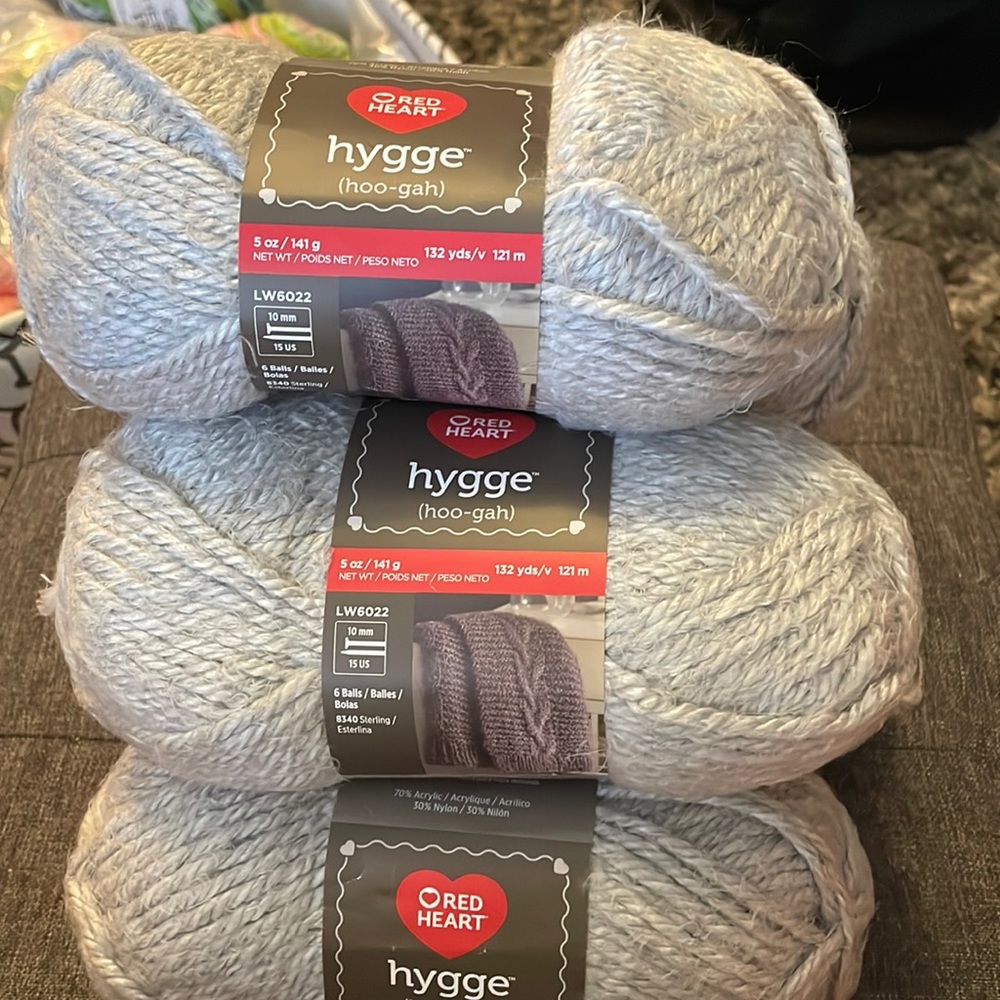 Red Heart Hygge Bulky Gray Yarn. 792yards